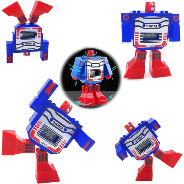 Barn LED Digital Cartoon Sport Robot Transformationsleksaker Pojkar Armbandsur