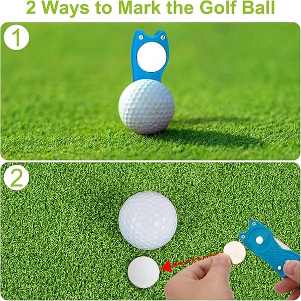 Pack Golf Divot Reparationsverktyg, Vikbart Golfgaffelverktyg med Magnet