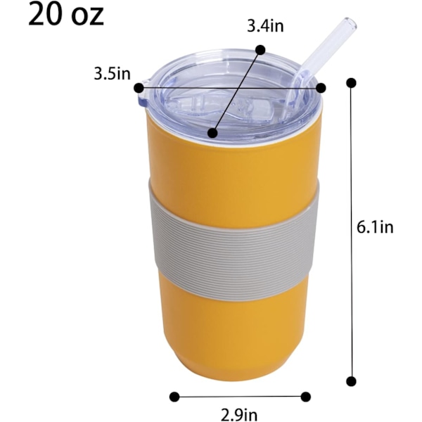 Tumbler med sugrör och lock 20oz Resemugg Isolerad Keramisk Kopp