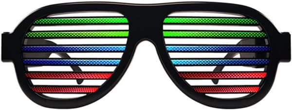 Opplyste lukkerbriller fra Glowseen - Lydresponsive - USB oppladbare