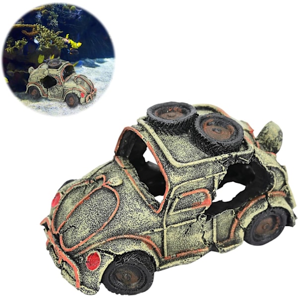 (Bil)Akvarium Ornament Fisk Tank Resin Bil Ornament Dekorasjoner Imiterte Bilvrak Dekor