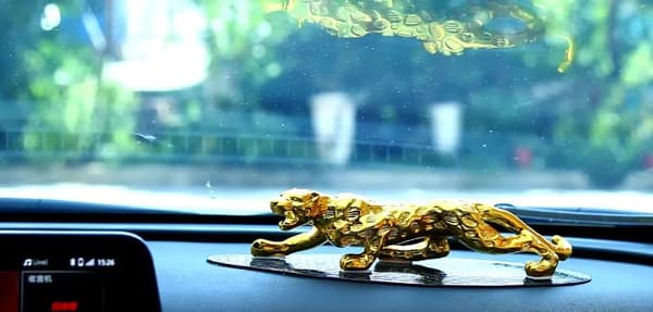 Gull Leopard Statue Abstrakt Harpiks Gull Leopard Skulptur Saf