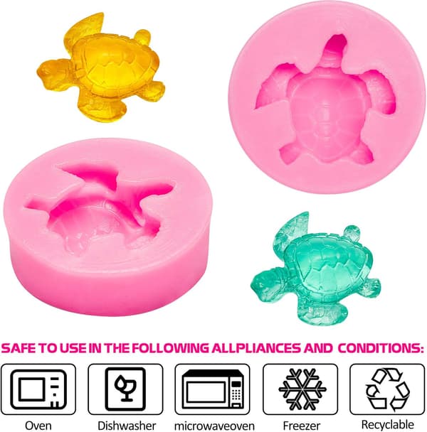 2 stycken havssköldpadds silikonformar, Turtle Candy Fondant Mold Turtl