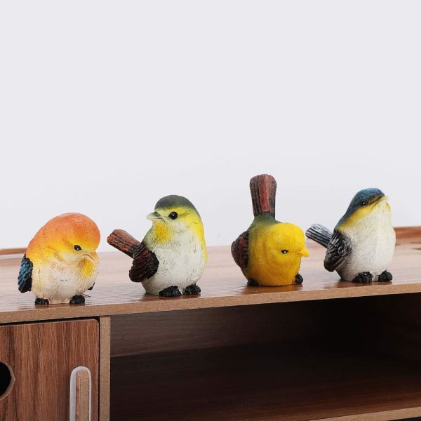 Bird Decor-4Pcs tilfældig installation Resin Birds Animals Figurine