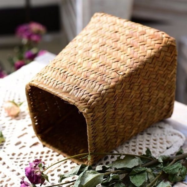 Vävd Vas för Dekoration Torkade Blommor, Konstgjorda, Naturligt Sjögräs Plast