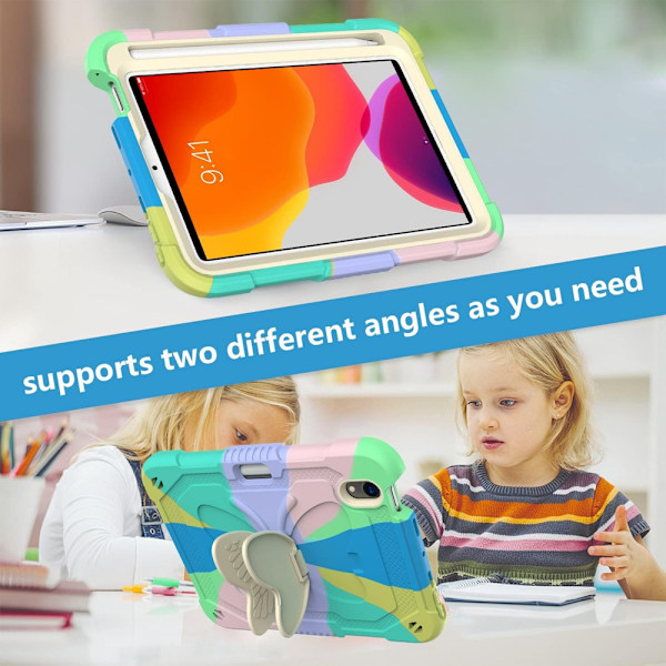 Tabletveske for iPad Mini 6 med pennholder Grønn med støttestativ og skulderstropp