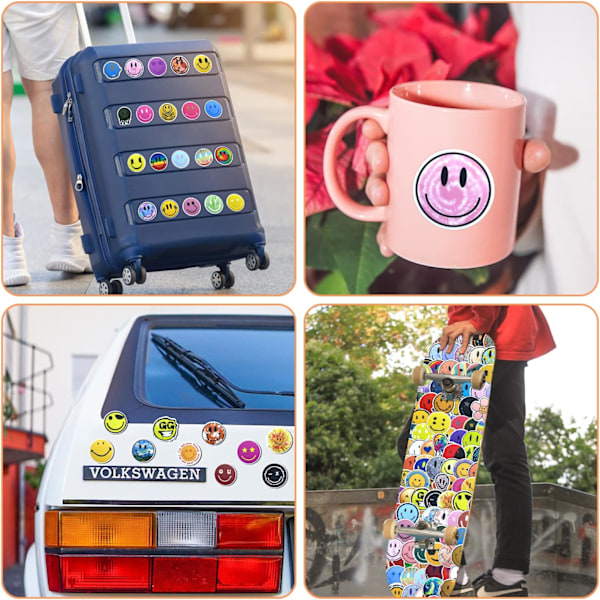 Klistermærker 100 Søde Smiley Klistermærker Positive Glade Symboler Vandtætte Vinyl Klistermærker Mærkater Smukke Smil Sti