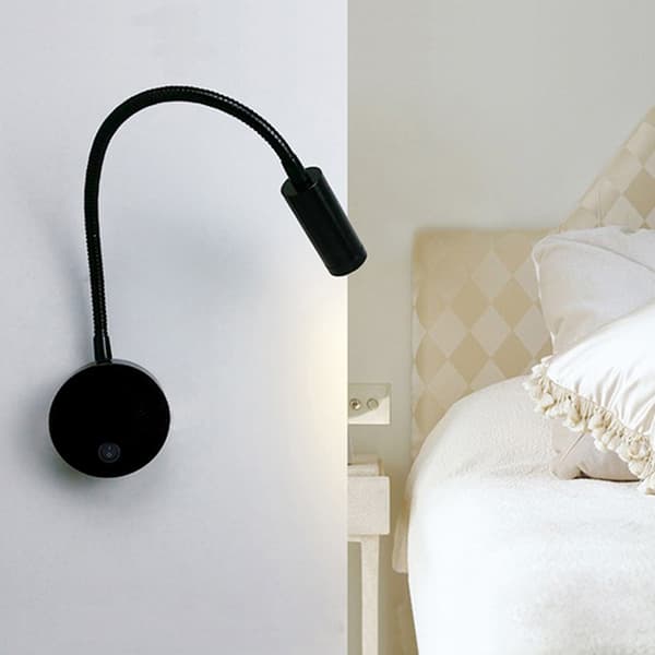 Sæt af 2 Sorte Aluminium Sengelamper, Bordlampe Varmt Hvidt Lys