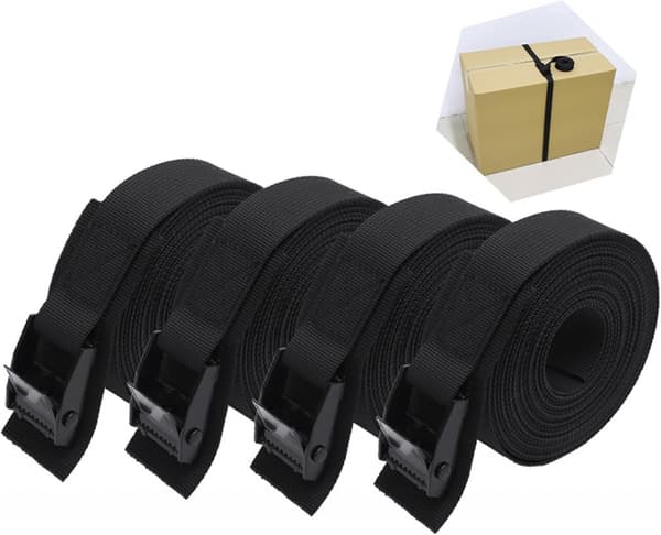 4 stk. Quick Release Rem Sort 25mm*1,5 meter, Sikker last med Cam Buckle stropper Stærk justerbar
