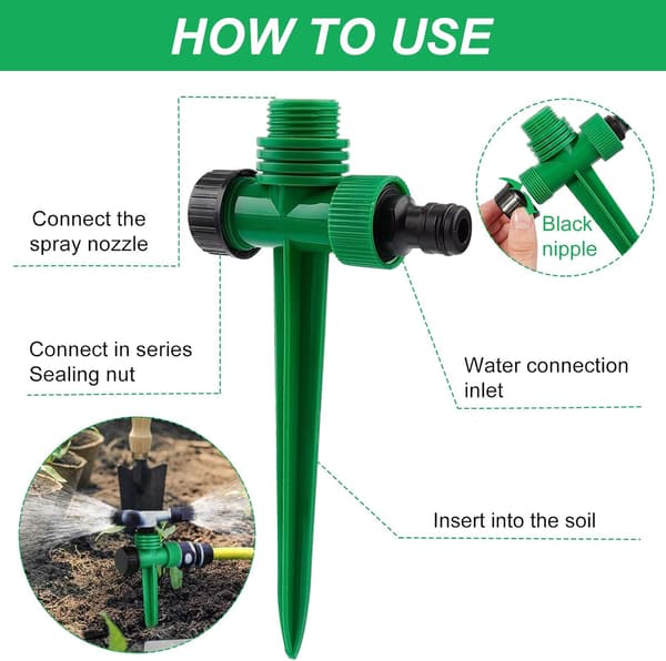 Gräsmatta Bevattningssystem, 8-pack med Justerbara Sprinkler 8 x 4 Spik