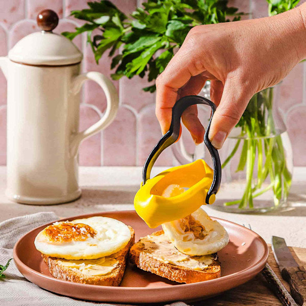 Steke egg - Eggform - Non-stick - Stekt egg - Eggform - Med silikonhåndtak - Rundt egg