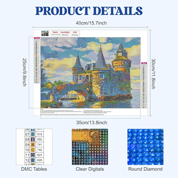 (30x40cm) Slott Diamantmålning Kit, 5D Diamantmålning Kit för