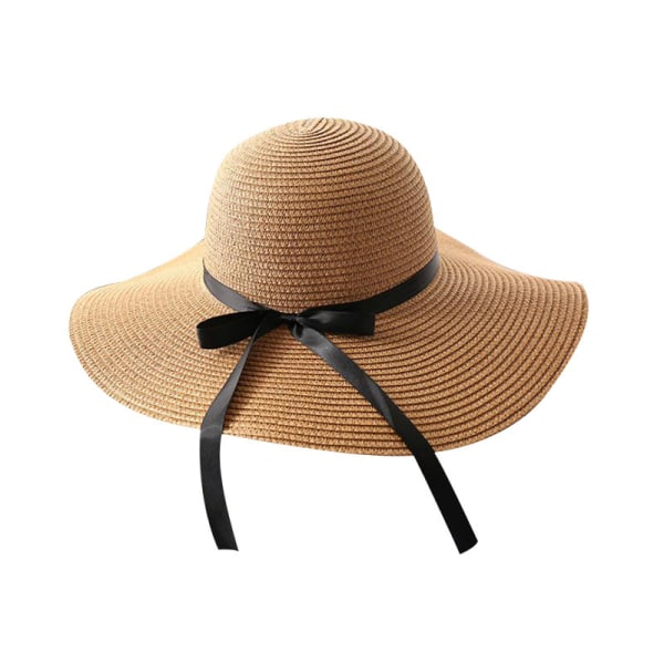 1 St Brun Semesterhatt Strandhatt Storbrättad Halmhatt Kvinnor Sommar