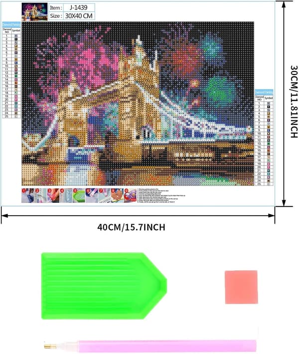 DIY 5D Diamantkunstmalingssett (Bro/30x40 cm), Full Diamant A