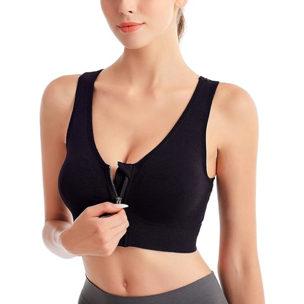 Dame sports-bh front lynlås push up tank top bh aftagelig Pa