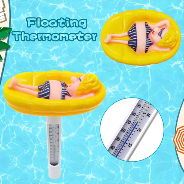Flytande Pooltermometer - Pooltermometer med Rep - Vattentemperaturtermometer