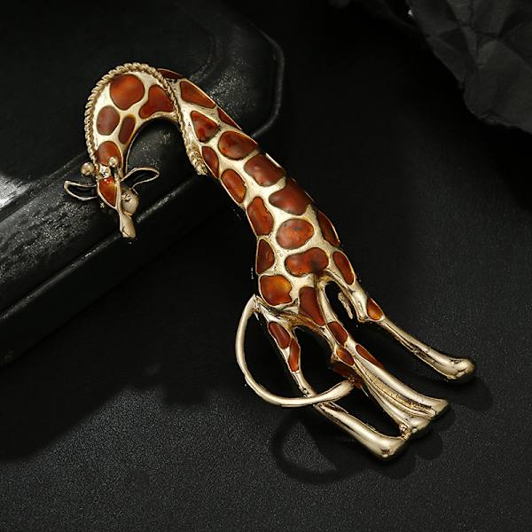 Emalj Giraff Djur Brosch Pin för Kvinnor Flickor Män Mode Rhinestone Guld Ton Exquisit