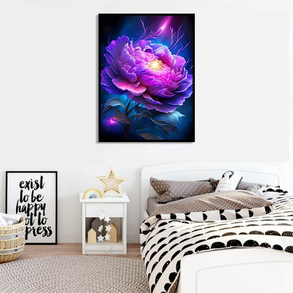 12X16 Tum Diamantmålning Kit för Vuxna, Lila Blomma 5D