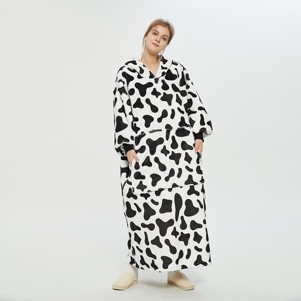 Fleece Poncho Teppe Supermykt Varmt Koselig Bærbart Stort Teppe