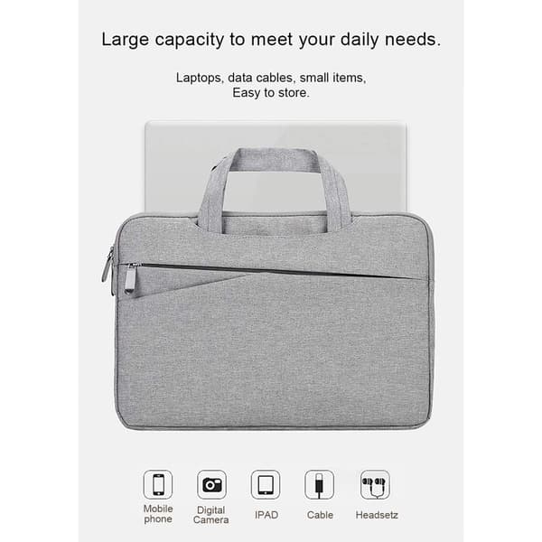 (Grå) 15 tommer Laptop Messenger Sleeve Taske til Mænd, Polyester 360 Graders Beskyttelse