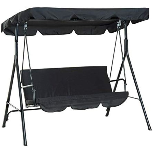 Utomhus 3-sits Swing Canopy Cover Vattentätt cover (svart