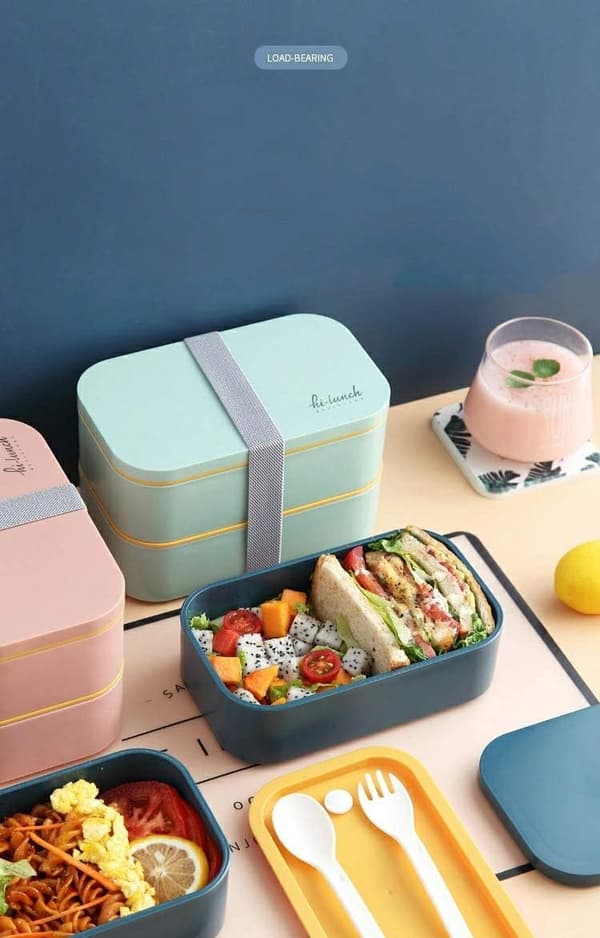 To-i-ett stablebare matbokser med moderne minimalistisk design, B