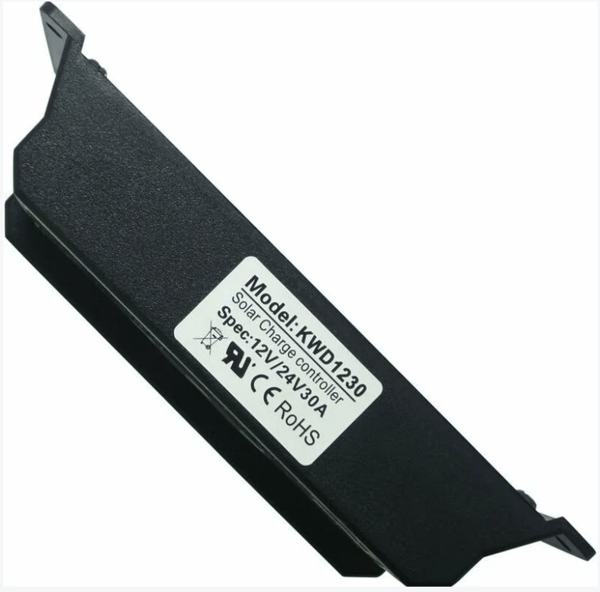 Solcelleladningsregulator, 12V/24V, 30A, LCD-skjerm, Dobbel USB