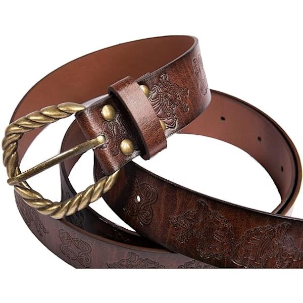 Middelalderbælte i kunstig læder, renæssance ridderbælte, vikinge drage