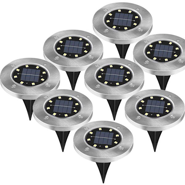 Solcelle Udendørs Lys 8 Pak, Lyse 12 LED Solcelle Jordlys Vandtætte, Flade Stilys Solcelledrevne til Have Gangsti Gar