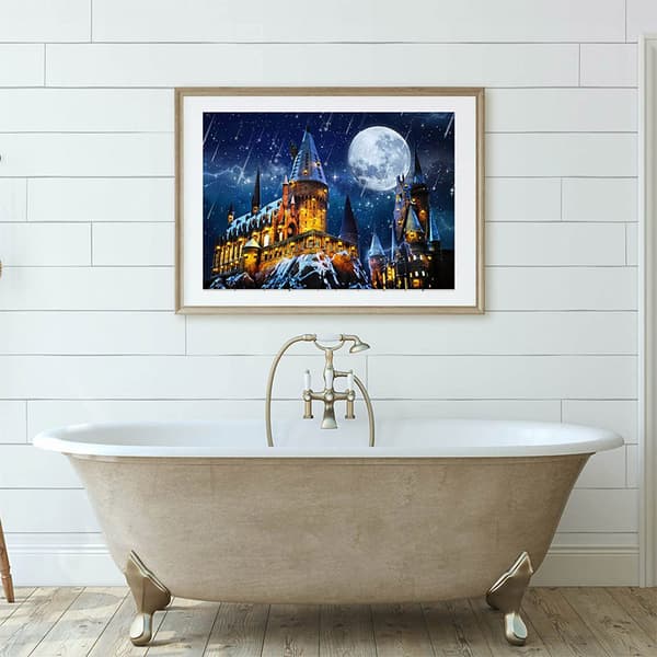 30x40cm 5D Diamantmaleri Sæt til Børn - Under Månen Skydende Stjerne Slot
