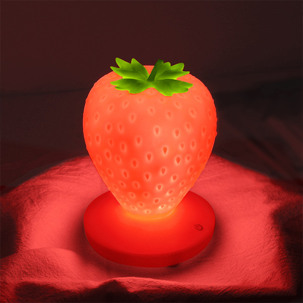 1 bit LED-färgskiftande Cute Touch Strawberry Night Light Tabell