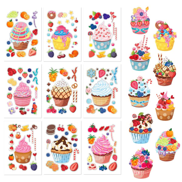 72 Ark Selvklæbende Stickers, DIY Isvaffelkage Stickers