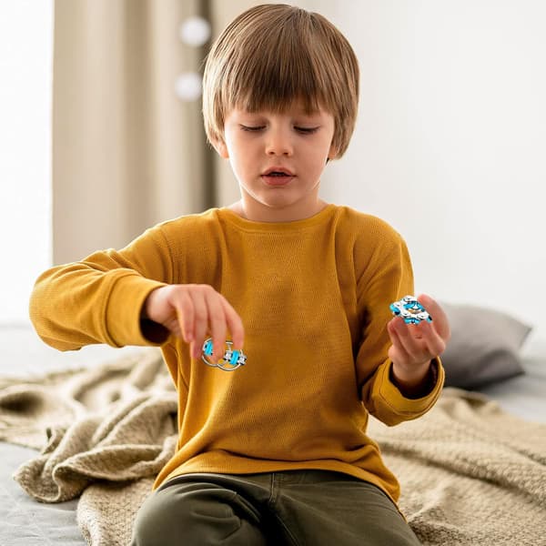 Blå Cykelkæde Fidget Legetøjssæt, Fire Rullekæder & Nøglering til ADHD, ADD, Autisme, Angst