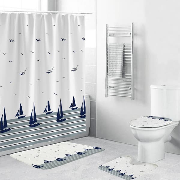 180x200 Dusjforheng Anti-mugg, Vanntett Vaskbart, Havtema
