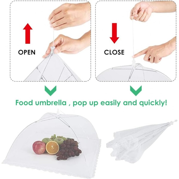 4 stk. 45 cm Mesh Matbeskyttere Mesh Gjenbrukbare Sammenleggbare Hvite Paraplytelt Krypterte Skjermnettbeskyttere