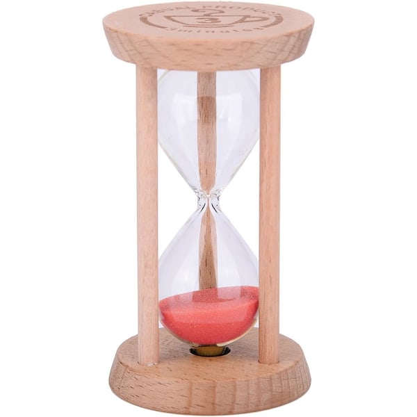 Mini timglas i trä - rött 3 minuter Passar hem och resta
