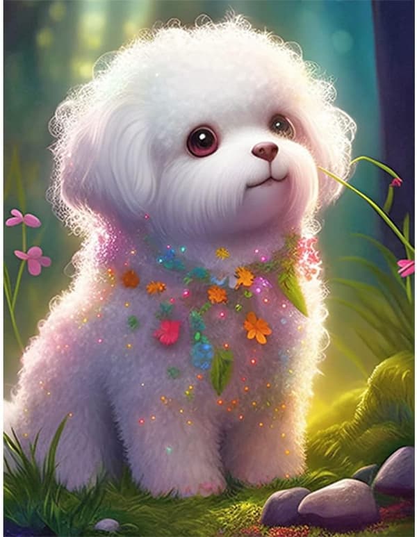 30x40cm, 5D Diamantmaleri Sett Hund rhinestone broderi lerret