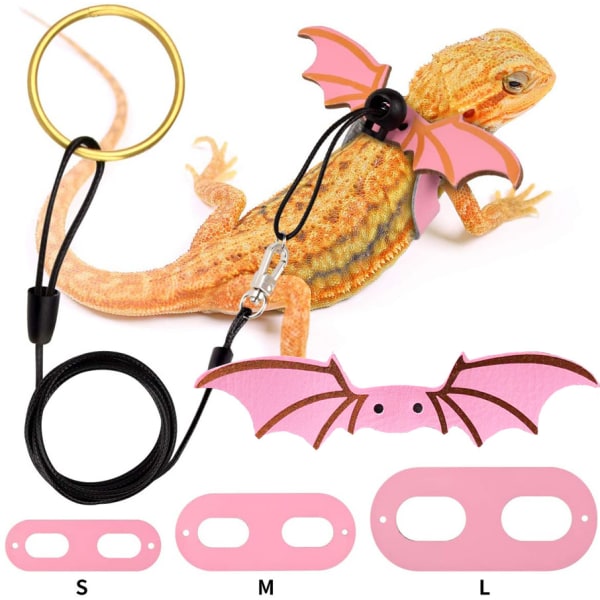 Lizard Leash Harness, 3 Sizes Leather Wing Lizard Harness with De