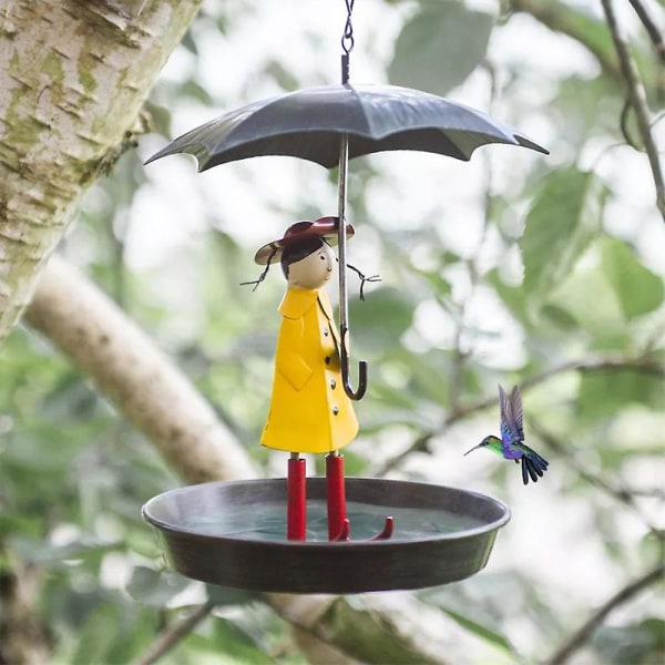 Metal pige og paraply fugleføder med hængende kæde vild fugl