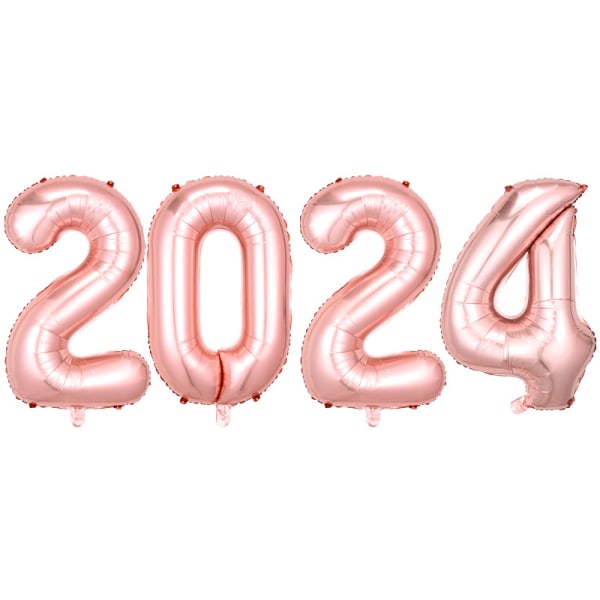 Oppustelig nytårsballon 2024 (roseguld 2024) - XXL ballon,