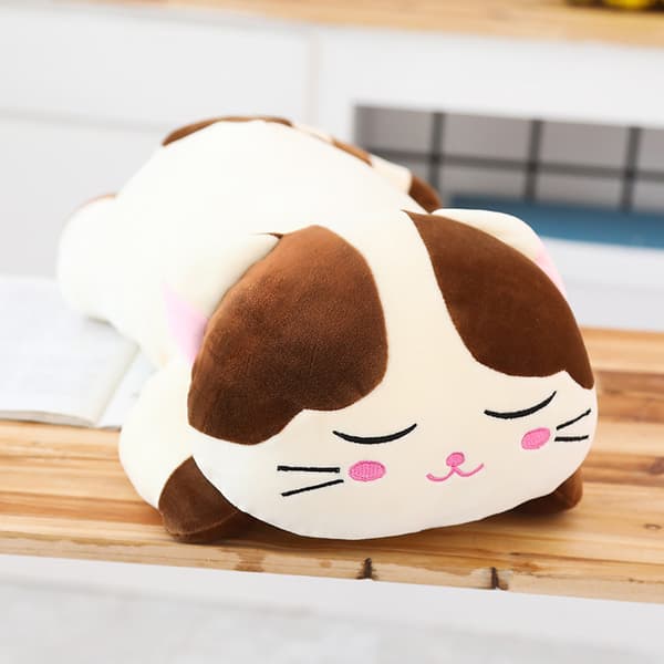 Plush Pude Kæledyrsgave Legetøj Børn Grå Kat 40cm Brun