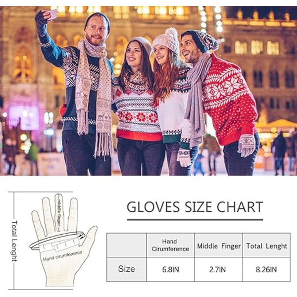 Touchscreen-handsker til kvinder 1 par strikkede vinterhandsker Touch S