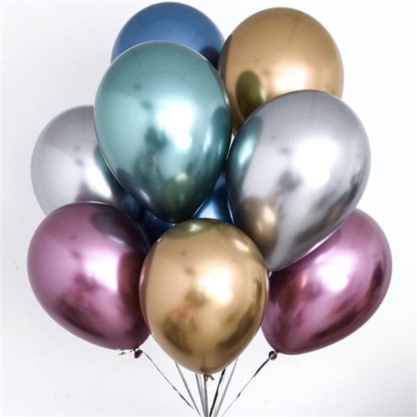 50 st krom latex ballonger 12 tums glänsande helium ballong blandat