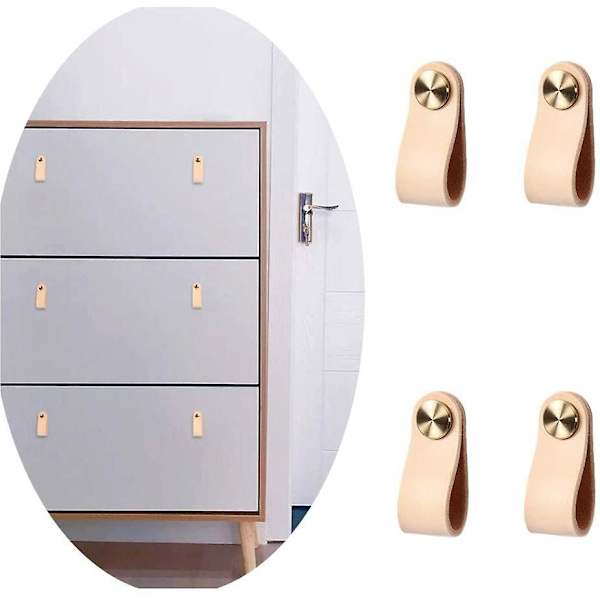 Læderhåndtag 8 stk. Læder Møbelhåndtag Skabstræk til E