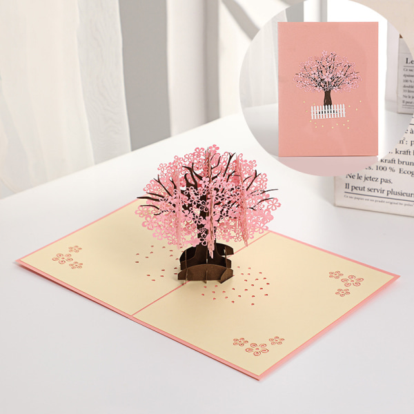 3D Pop-up-kort Bröllopsinbjudan Cherry Blossom Kärlekskort Kristus