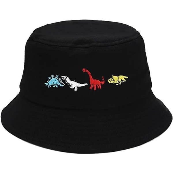 Trendig Broderad Bucket Hat Fiskarhatt Män Kvinnor，Dinosaurie