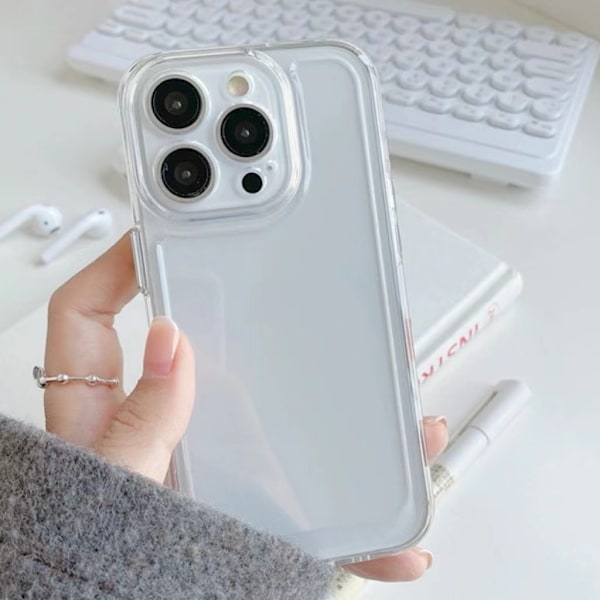 Transparent iPhone 15 Pro Cover Transparent Slank ensfarvet faldbestandig mobi