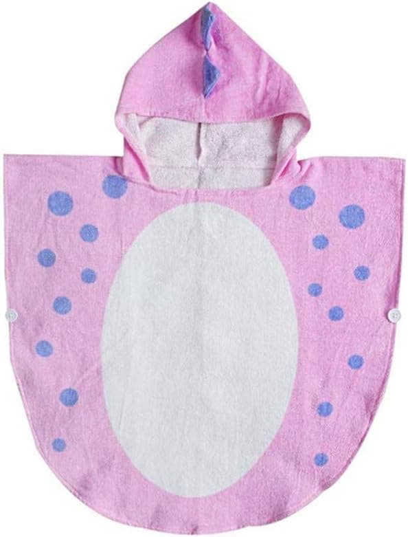 Badehåndkle for barn - rosa, dinosaurhettehåndkle for baby, bomull