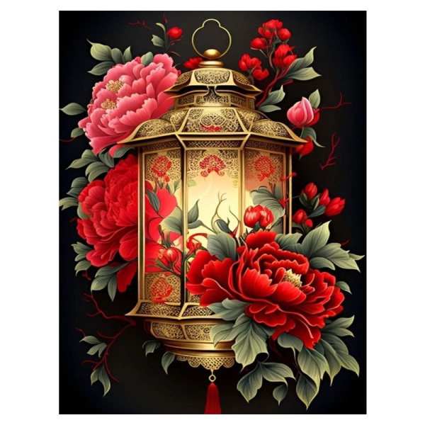 30x40cm Håndlavet 5D Art Diamantmaleri - lanterne florale pour