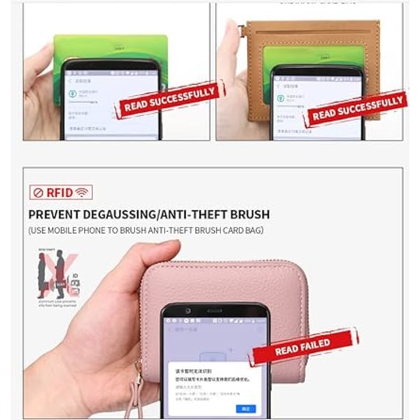 Korthållare, RFID-blockerande Läderkorthållare, med Plats för Kontanter och ID